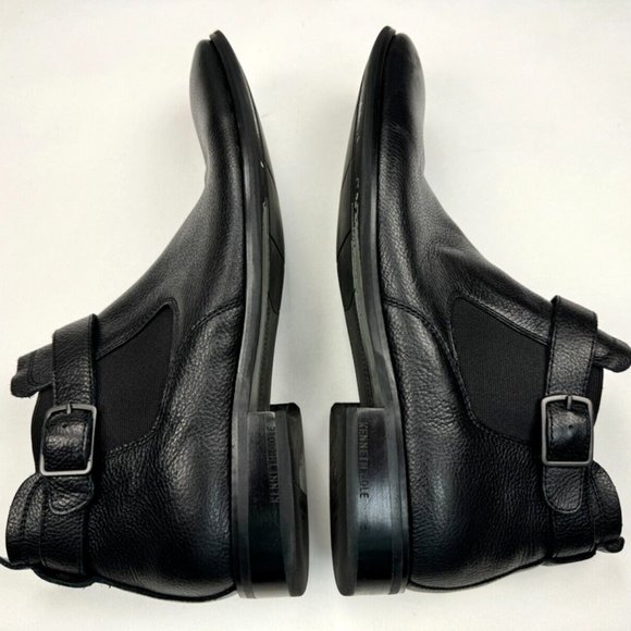 Kenneth Cole Rhett Leather Chelsea Boots Mens 11 Elastic ShaftStrap Black 112552 - Picture 3 of 12